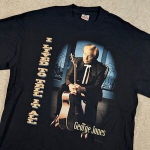 Vintage George Jones Shirt Mens XL Black I Lived To Tell It All Tour 90s Music
